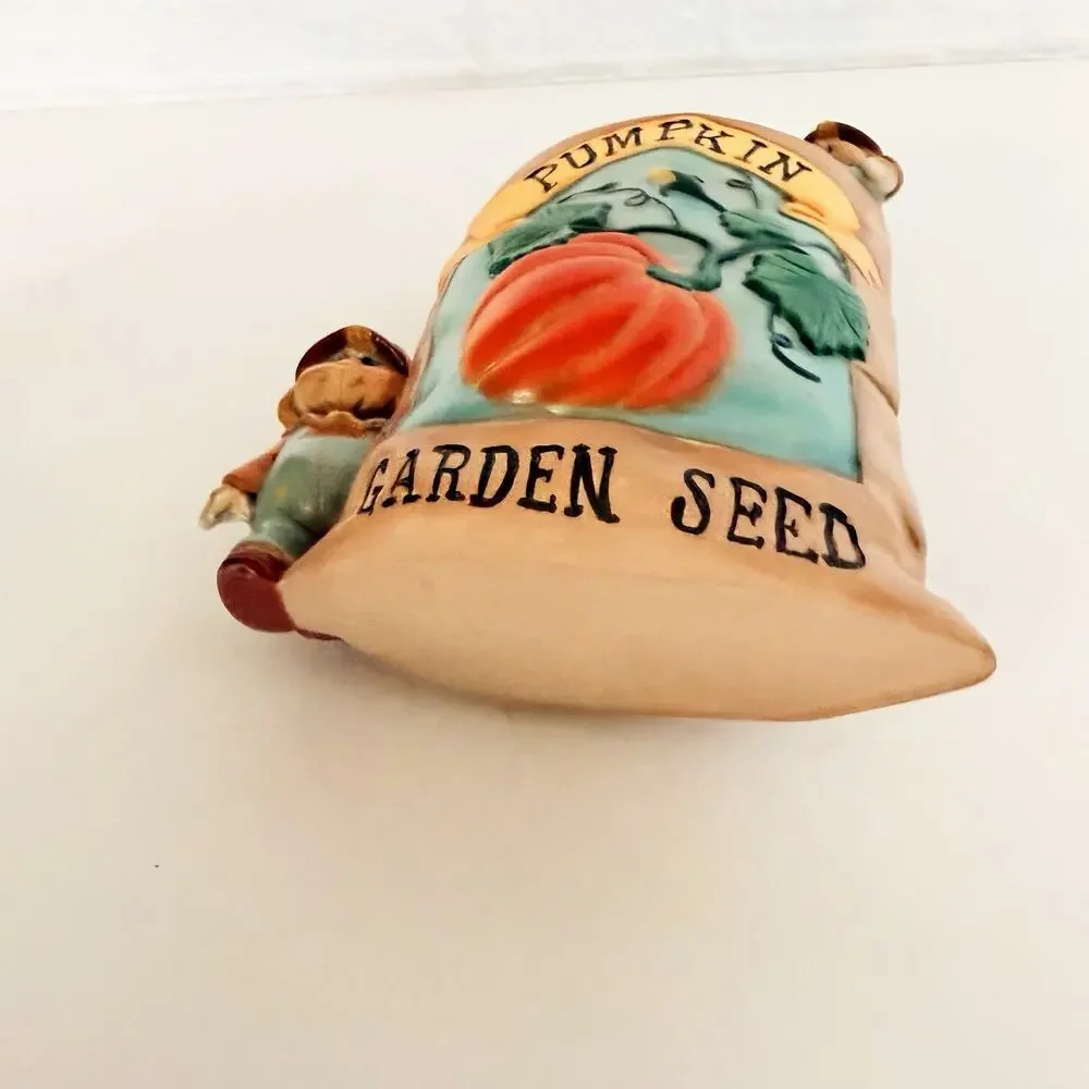Vintage Pumpkin Garden Seed Scarecrow Halloween Planter Vase Decor Hand Painted